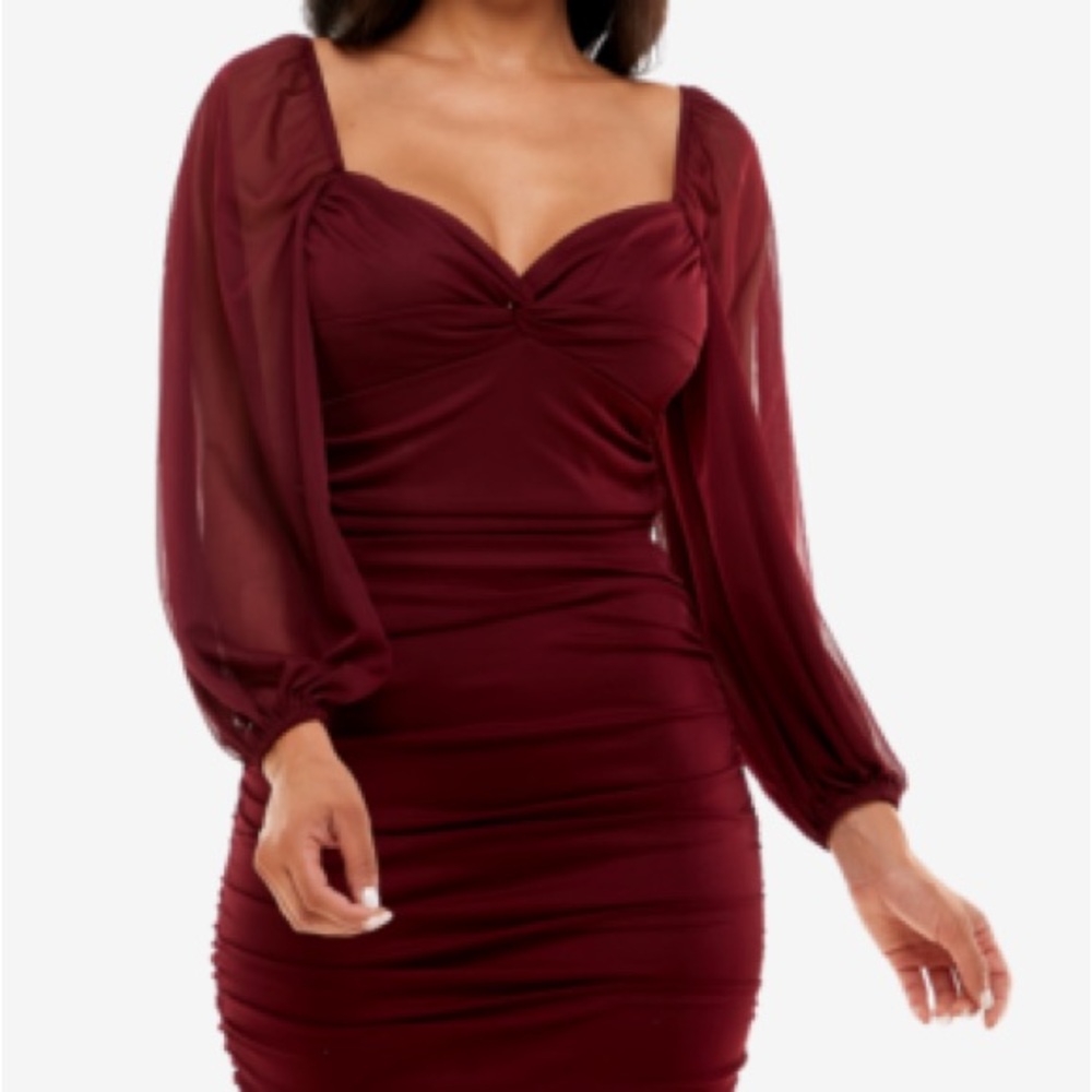 B Darlin Deep Red Long Sleeve Dress